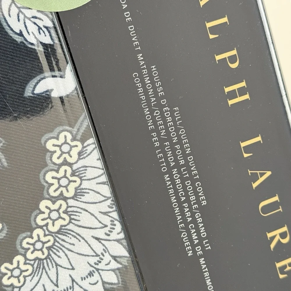 Ralph Lauren Delphine Paisley Queen Duvet Cover 100% Cotton Sateen Navy NWT $355
